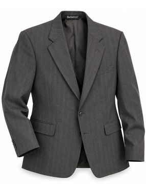 Vintage Burberry’s Pure New Wool Pinstripe Gray Suit Jacket 1990’s Dark Academia
